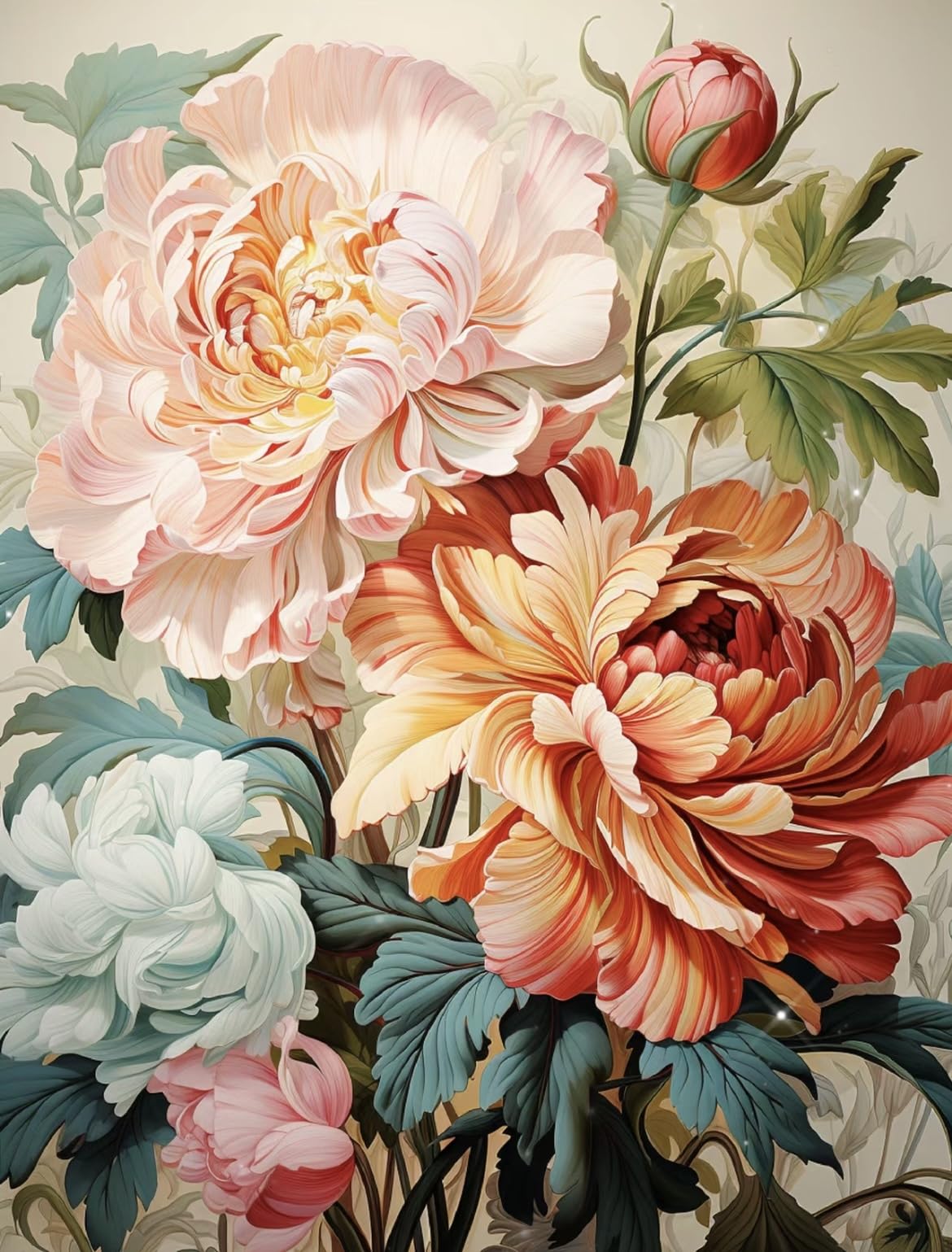 Maysurban Pintar por Numeros Adultos, DIY Pintura por Números, Kit de Pintura al óleo de Lienzo DIY para Niños con Pinceles, Pigmento Acrílico 40 x 50cm,Peonía