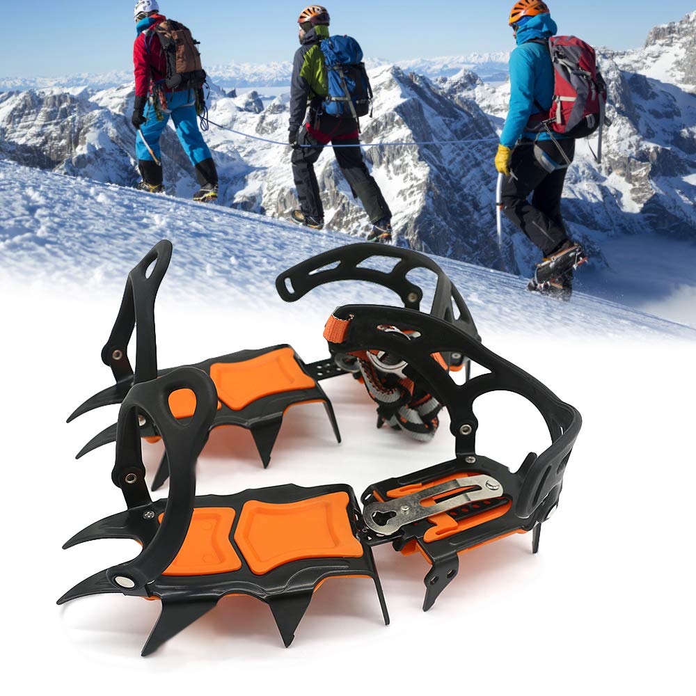 Yctze Crampons à Glace à 12 Dents pour Chaussures de Bottes de Neige d'hiver, Crampons de Traction à Neige, Adaptés aux Chaussures de Bottes de d'hiver US 1, de 'Hiver, à Glace à 12 Dents, à,