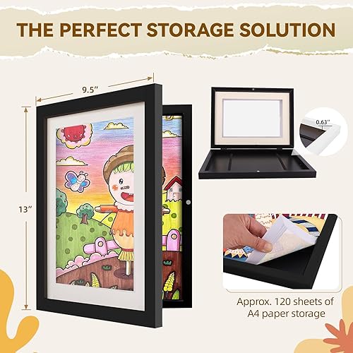 Miniatura 2 de ABSWHLM Marcos de arte para niños, apertura frontal, obras de arte infantiles de 8.3 x 12 pulgadas sin paspartú o fotos de 6 x 9.5 pulgadas con