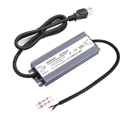 150W IP67 impermeable voltaje constante LED controlador fuente de alimentación transformador, 100-240V AC entrada universal con enchufe, salida 12V