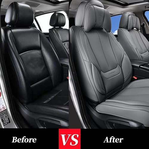 Miniatura 305 de Coverado - Fundas para asientos delanteros de automóvil, 2 piezas - Cojín de piel Nappa, protectores impermeables de ajuste universal para sedanes