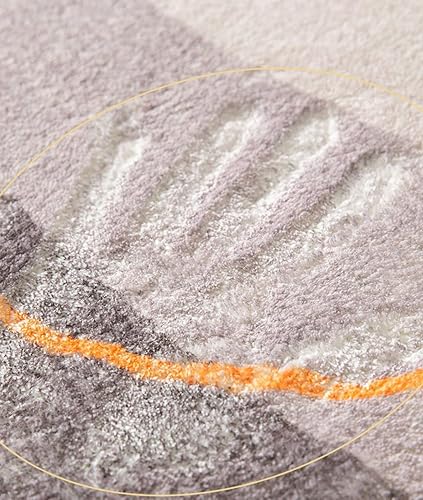 Miniatura 3 de Alfombra ovalada beige de lana natural Trippy de 4 pies para comedor, decoración de suelo moderno geométrico abstracto patrón para dormitorio,