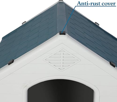 Miniatura 7 de Vilobos Casa para perros grandes para exteriores, de plástico, impermeable, resistente a la intemperie, con rejillas de ventilación elevadas para