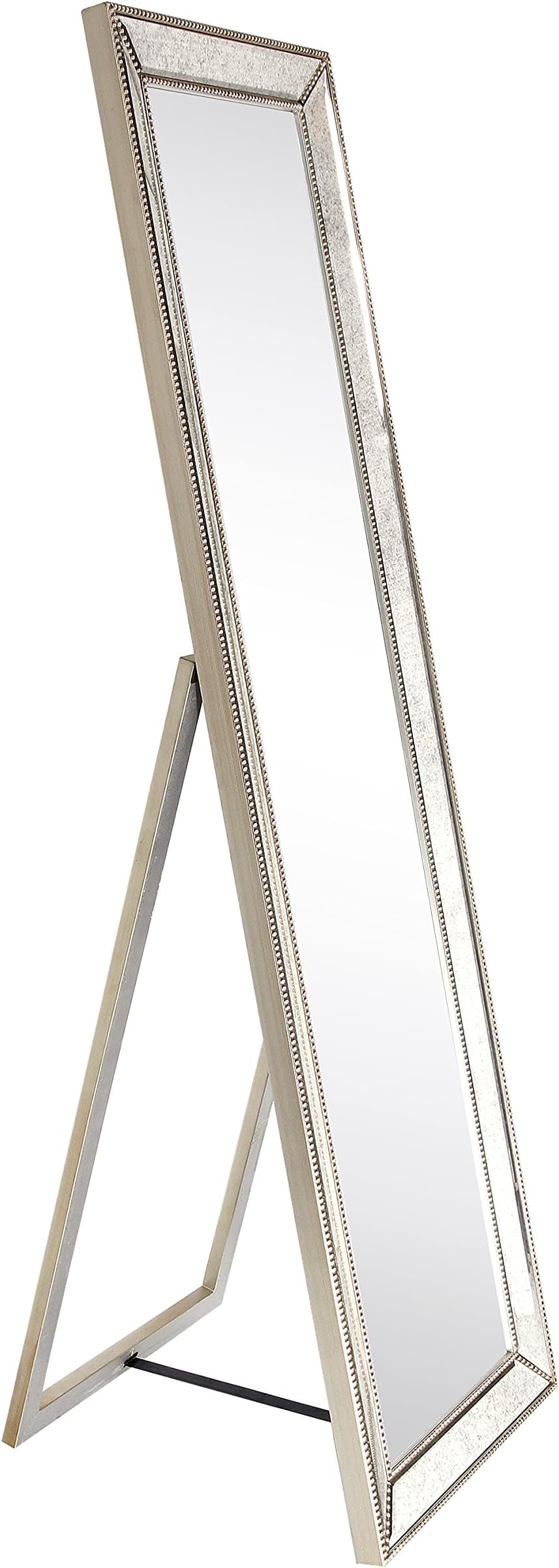 Empire Art Direct Antique Cheval Solid Wood Frame, 1"-Beveled Center Floor & Full Length Mirror for Bathroom, Bedroom, Living Room, Ready to Stand on the Floor, 18" x 64"