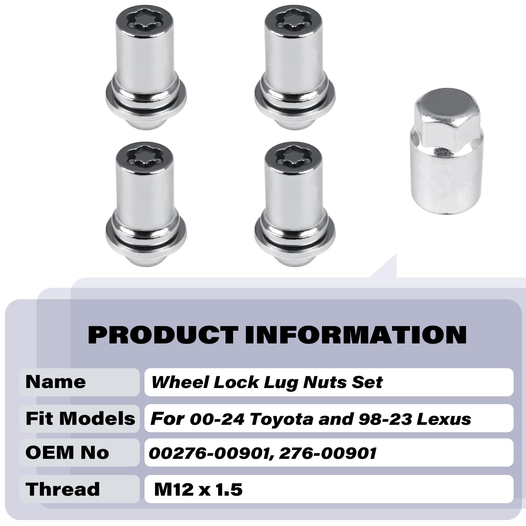 Jeu De 4 écrous De Roue Antivol Pour Toyota FJ Cruiser 2007-2014 - M12 X 1.5, Référence 0027600901 - 10