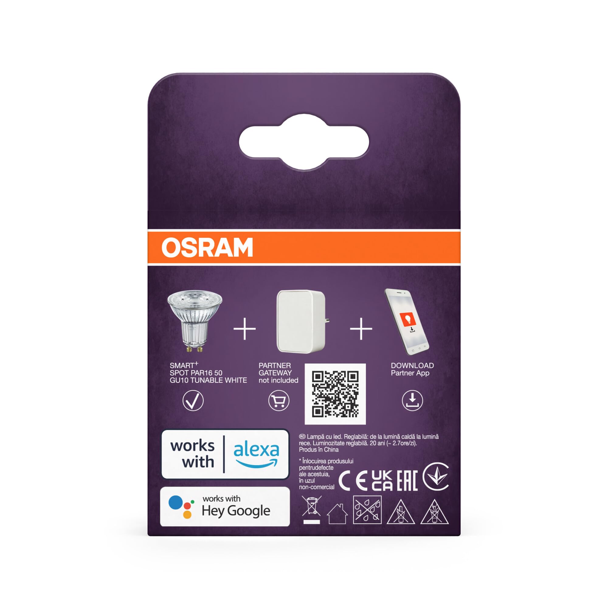OSRAM Riflettore SMART LED PAR16 GU10 4,7W ZigBee Tunable | SMART+ ZIGBEE Tunable White Spot, LED Lamps, 50 mm dia, 20000 h, confezione da 1