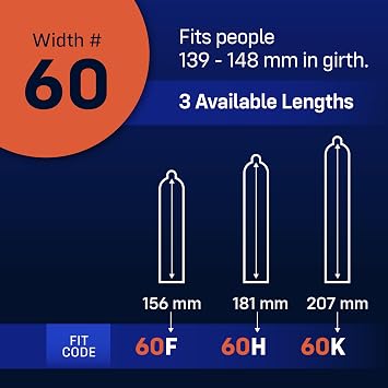 MyONE Custom Fit Large Sized Condoms | Tailored Width & Length | Max Pleasure | Triple Tested Softer Latex | Lubricated | Nontoxic, Vegan, Non-GMO | 60F: Width 60 mm (60), Length 156 mm (F)