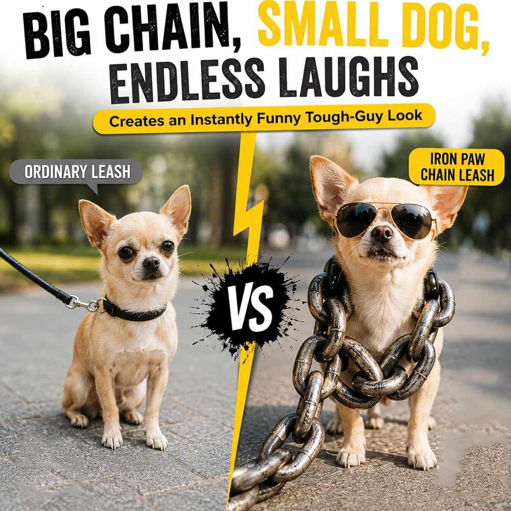 Fake Big Dog Chain, Plastic Imitating Iron Chains Looks Strong and Heavy for Small Dog/Cat Photo Props，Bronze-m