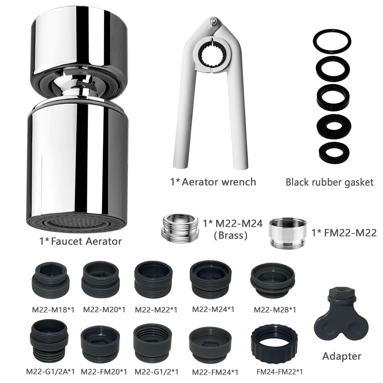 REZZI Aireador Grifo Cocina 360° Giratorio Atomizador Grifo Ajustable 2 modos Difusor Grifo Cocina Fregadero Difusor Compatible con la Mayoría de Grifos