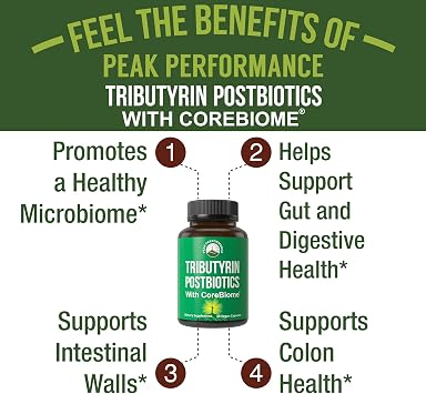 CoreBiome Tributyrin Postbiotic Supplement Clinically Tested for Gut Health. More Effective Than Sodium Butyrate Capsules. High Bioavailability Post Biotics for Digestive, Leaky Gut, Colon, Microbiome