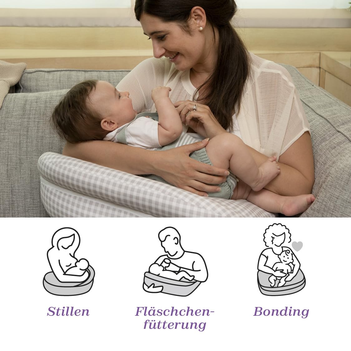 Boppy Deluxe Stillkissen, Brust und Flasche Fütterung Unterstützung, ergonomische Form mit Mutter und Baby zu unterstützen, volle Polsterung, abnehmbar und waschmaschinenfest, 0M +