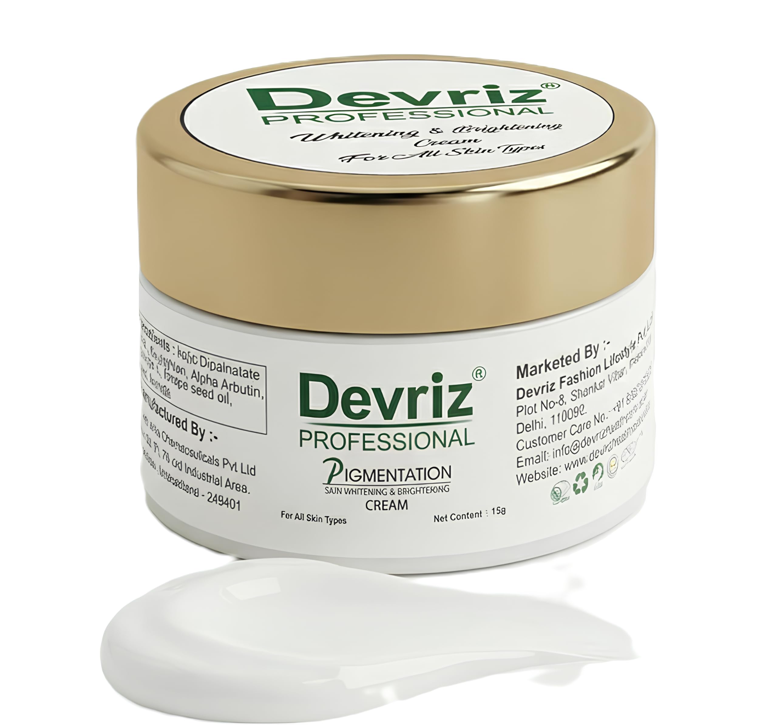 Devriz Healthcare Pigmentation Cream | Anti Pigmentation Overnight Cream for Melasma, Hyperpigmentation, Dark Spots, Acne Marks, Blemishes & Uneven Skin Tone | Skin Brightening | For All Skin Types | 15g