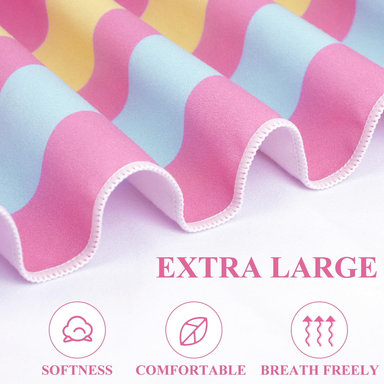 LXTOPN Telo mare unicorno, telo mare in microfibra, per ragazze, 80 x 160 cm, asciugamano per bambini, asciugamano da bagno, asciugamano da doccia ad asciugatura rapida, con bottoni ed elastico