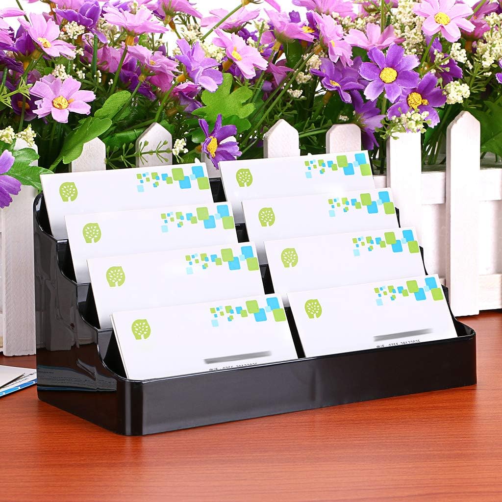 Hipiwe Business Card Holder for Desk- 8 Pocket Acrylic Business Card Display Stand Office Desktop Name Card Organizer,Fits 480Pcs Business Cards (Black,2 Pack) : Office Products