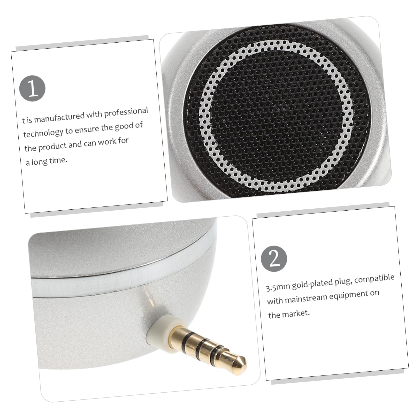 POPETPOP Wired Aux Speaker Compact USB Rechargeable Desktop Loudspeaker for Phones Laptops Built Battery Plug Portable Design for Go