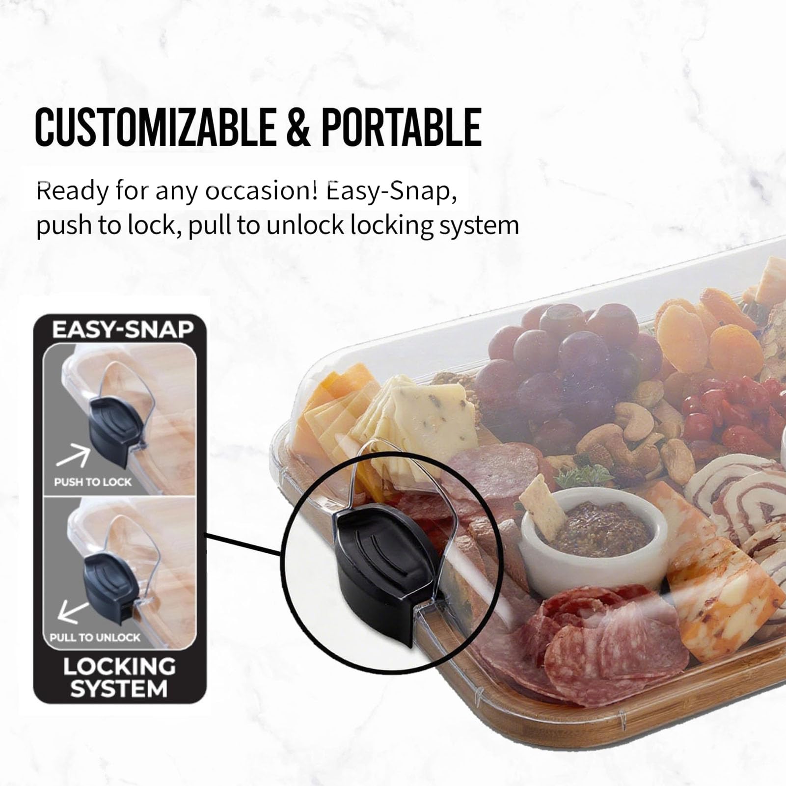 Premium Charcuterie Board mit Deckel – 5-teilige Käseplatte aus Holz für unterhaltsame Partys und Versammlungen – ideales Serviertablett für Snacks, Vorspeisen und Käsefreuden