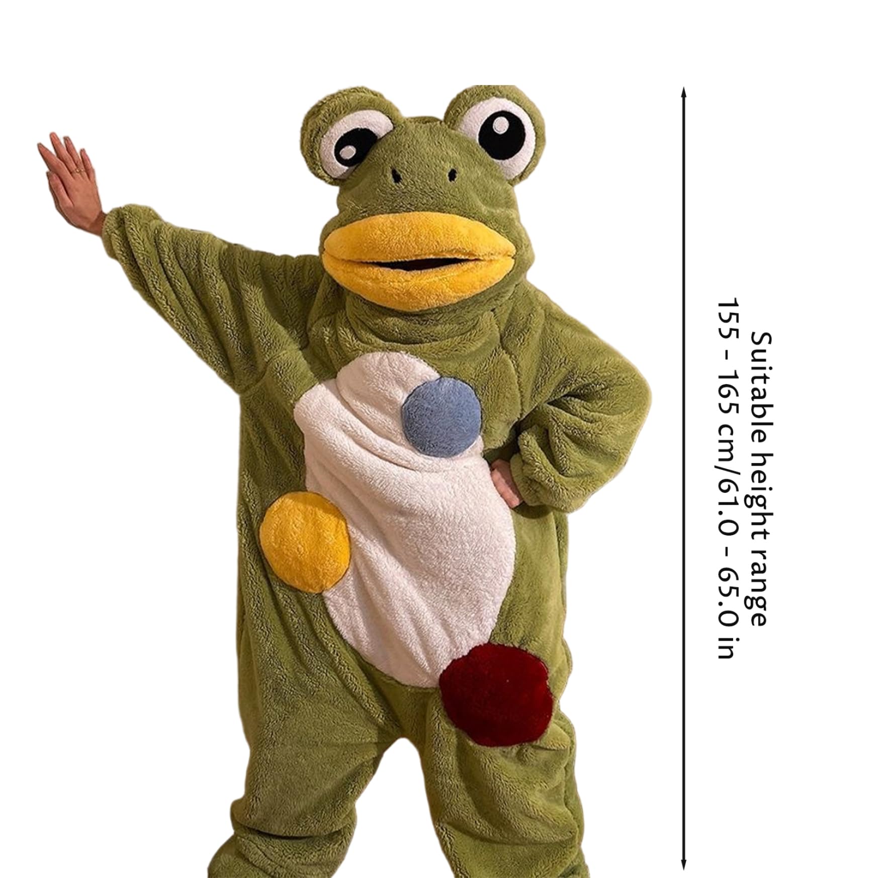 Mono de Rana para Adulto, Mono de Rana, Pijama de Cuerpo Entero de Forro Polar de Coral Suave con Capucha y pies, Disfraz de Animal cálido para Halloween, Cosplay y Ropa de Descanso