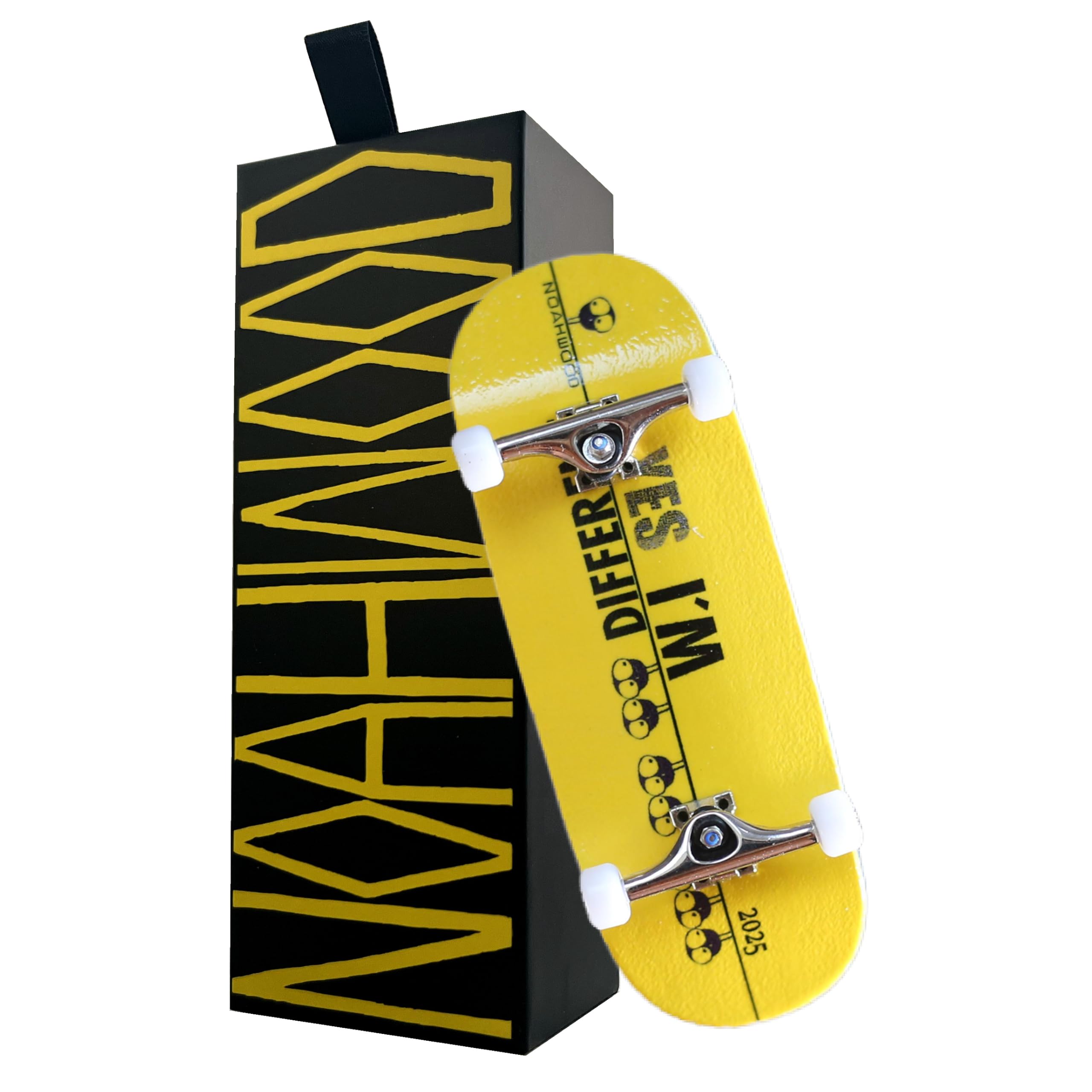 NOAHWOOD 2025 15s PRO Fingerboard Complete (5-Layer Colour Maple Wooden Pro Concave 35 x 98mm Handmade Deck + 34mm Prince 3G Silver Truck + Crown White Wheels iii) Yes I am Different