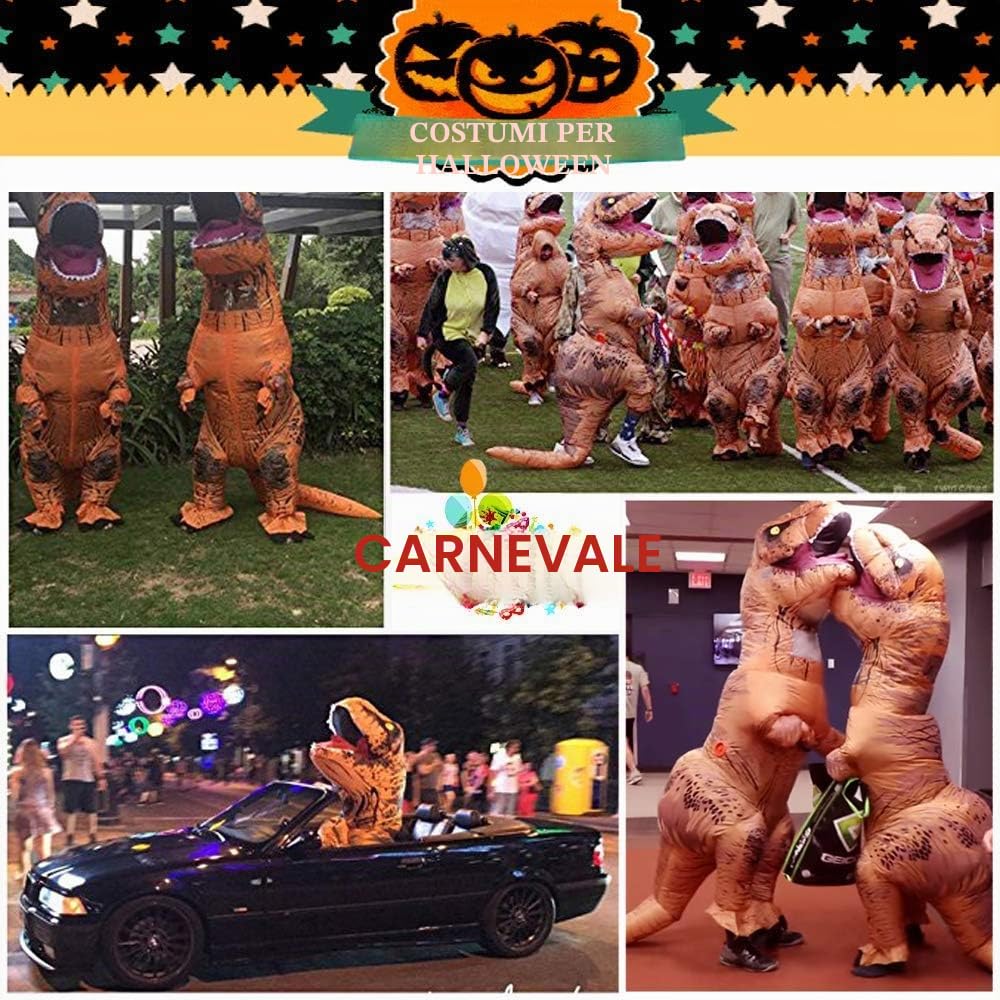 JASHKE Costume T rex Gonfiabile Adulto Costumi Dinosauro Gonfiabili Bambini Costume Halloween Dinosauro