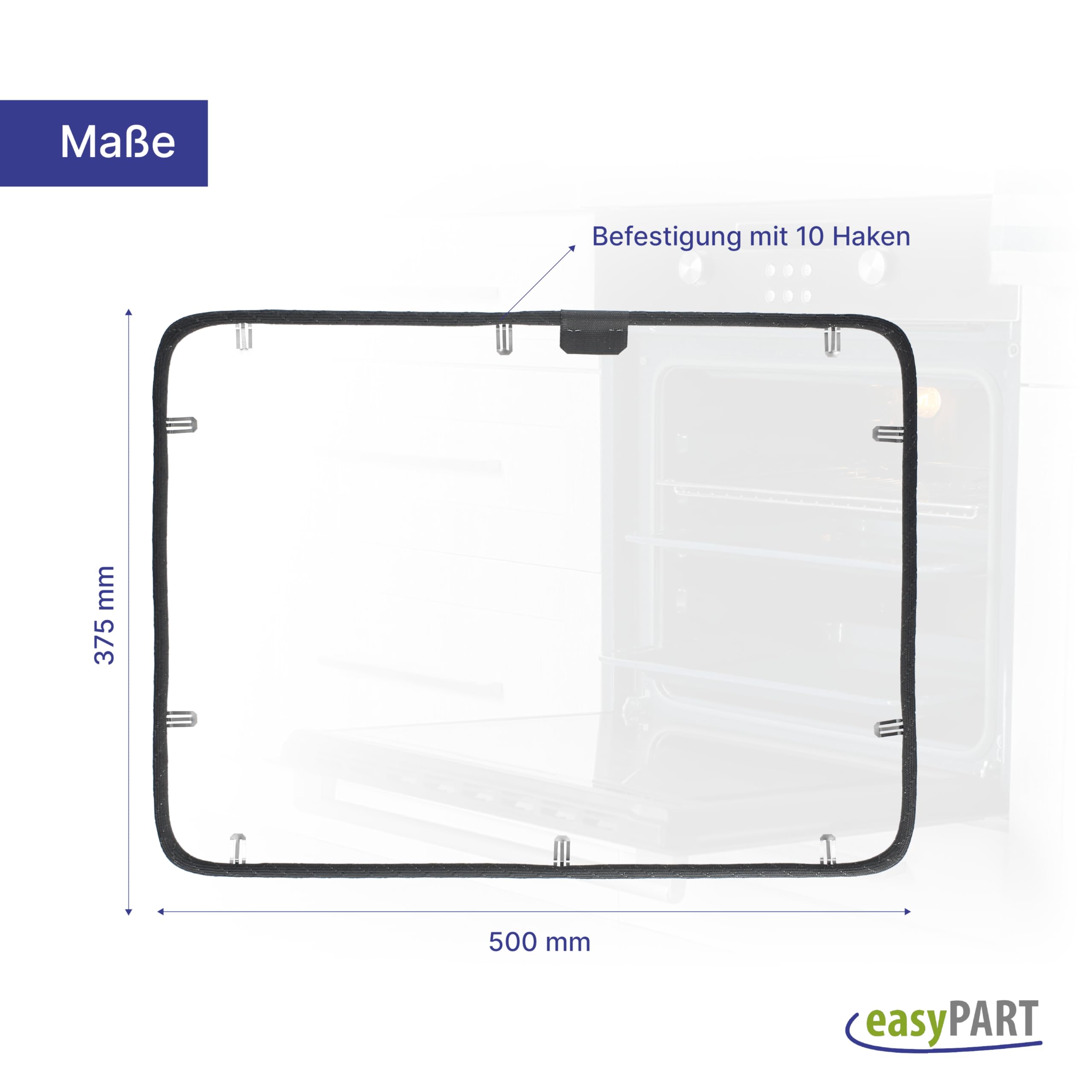 easyPART passend für BOSCH 00491638 Türdichtung Tür Dichtung Backofen Ofen | Herd Siemens 491638, EUROPART 804234, eu804234, 03121597, Backofentürdichtung, 10115897, Kompatibel mit Bluparts