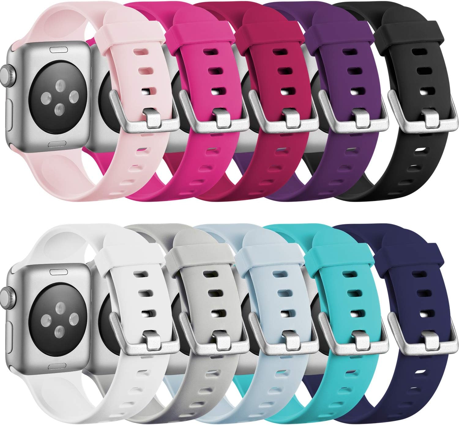 Big Sale Haveda Sport Compatible for 44mm Apple Watch SE Band Series 6 Series 5 4, iWatch Bands 42mm Womens for Apple Watch SE, iwatch Series 3 2 1 Men, Waterproof Band for Apple 6 Watch, 10Pack 44mm/42mm S/M