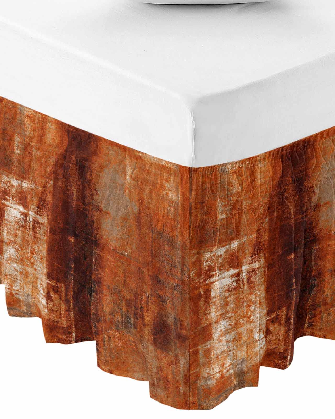 Burnt Orange Bed Skirt Queen Size 18 Inch Drop, Adjustable