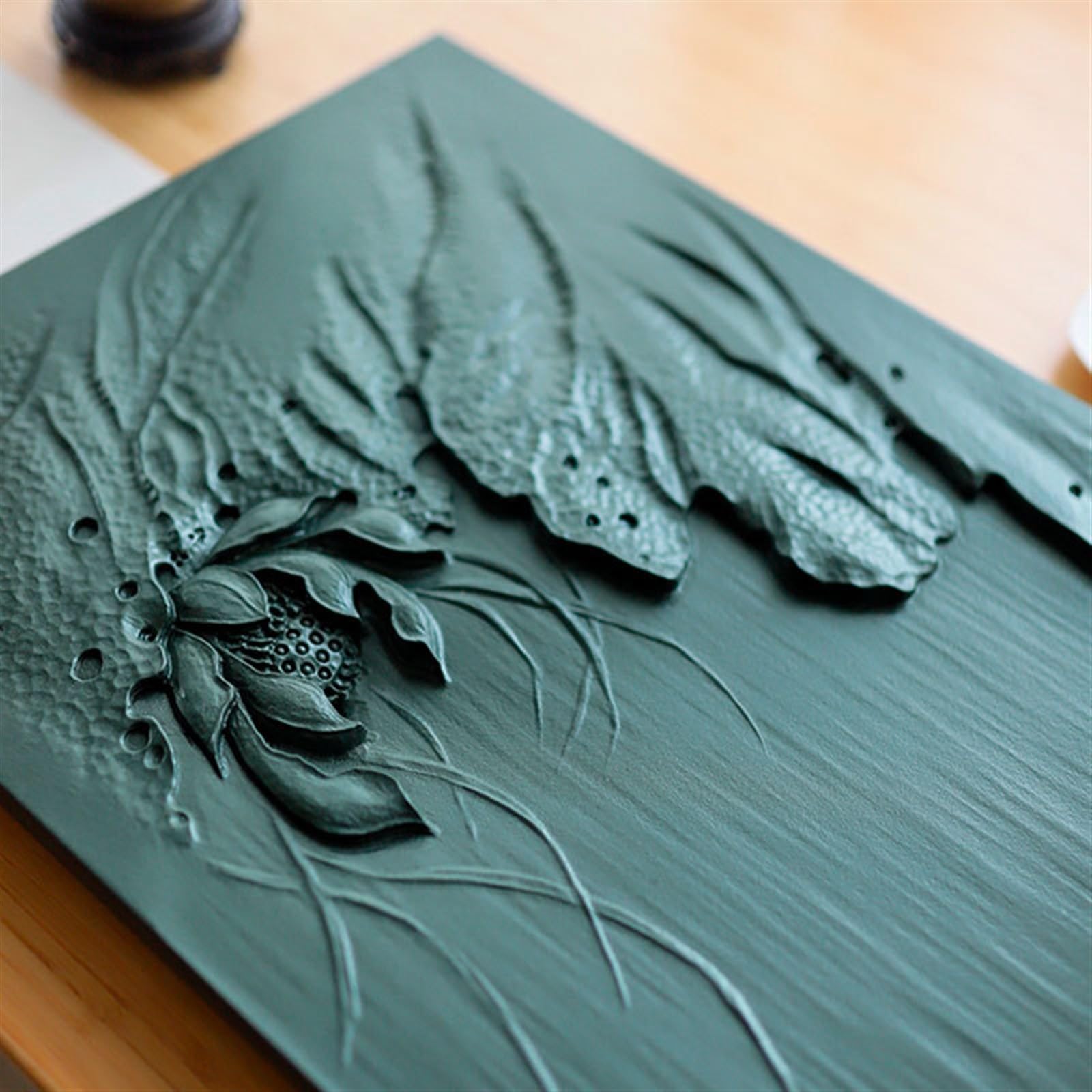 Prosta taca na herbatę Taca na herbatę Tian Luo Zielony Kamień Taca na herbatę Domowy Kamień Kung Fu Herbata Morze Talerz na herbatę (100x42x3cm)
