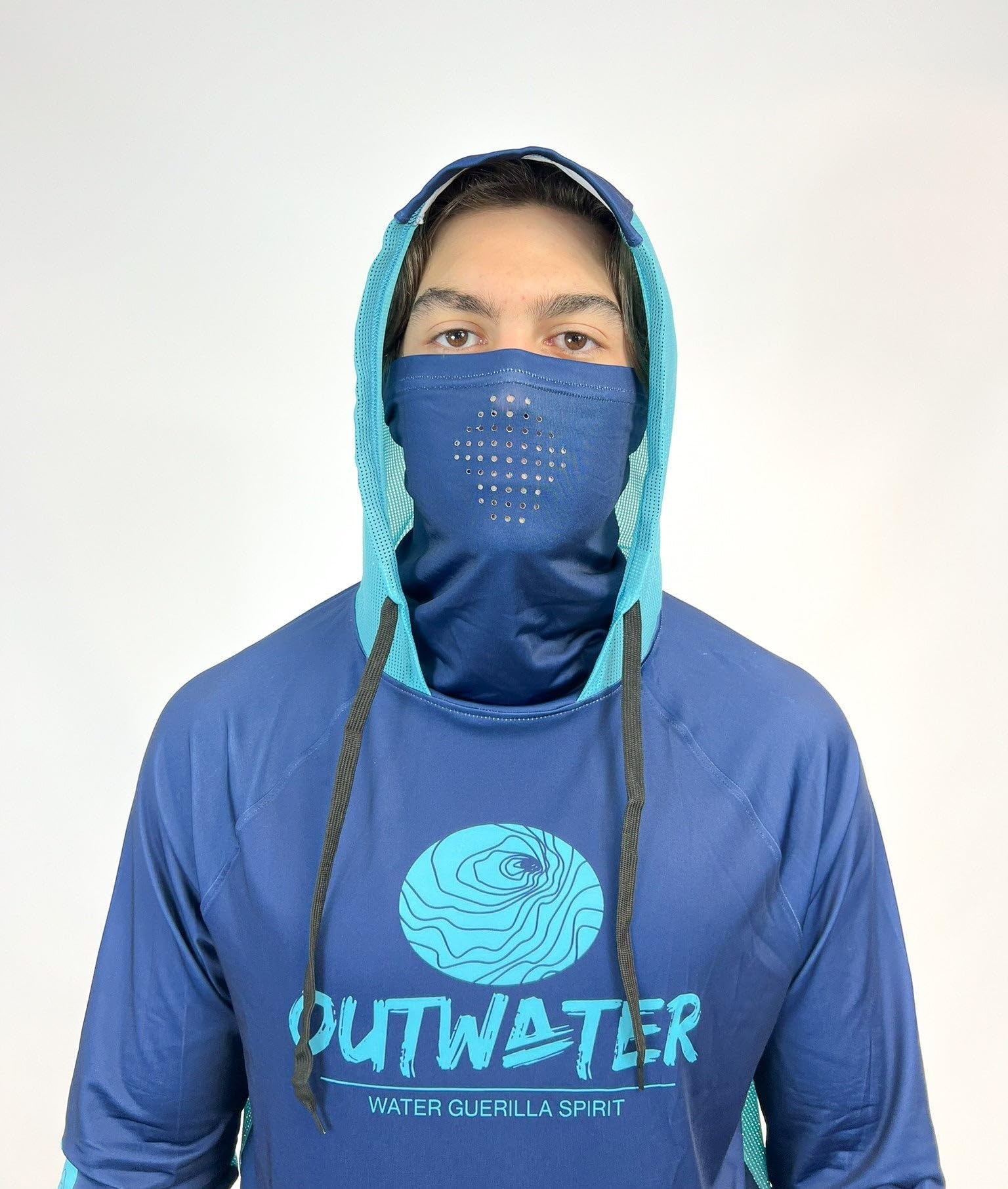 OUTWATER Guerilla – Camiseta de pesca para hombre, protección solar, antirrayos UV con capucha UPF50+ | Pesca, Kayak, Paddle, Outdoor