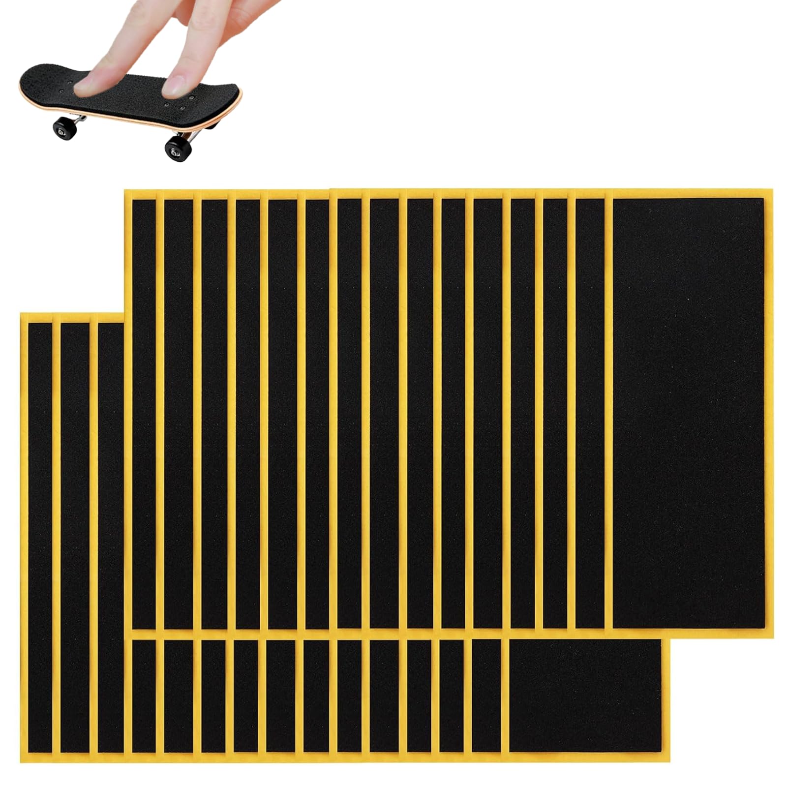 Alriedy 30PCS Fingerboard Grip Tape Self-Adhesive Foam Griptape, 110x38mm Black Non-Slip Adhesive Backing – Durable High-Traction Easy-to-Apply Foam Tape for Fingerboard Skateboards, Tricks & Games