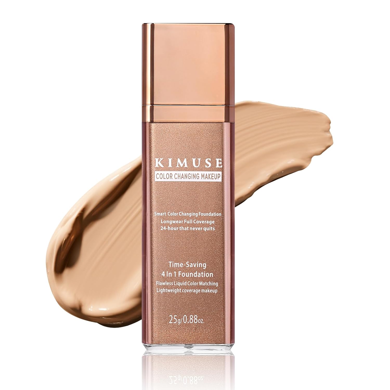 KIMUSE Color Changing Foundation, 4 In 1 Smart Shade Skin Tone Foundation Makeup, Waterproof & Long Wear with Glycerin & Sodium Hyaluronate Tinted Moisturizer Face Makeup For All Skin Tones