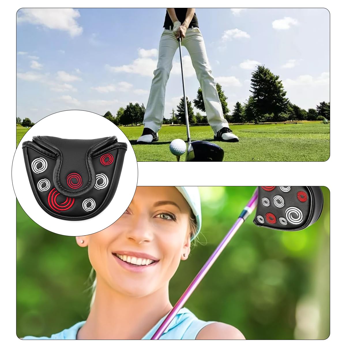 Funda semicircular para Putter, Funda para Palos de Golf, Tapa Protectora para Cabeza de Bola, Funda para Cabeza de Putter Duradera y Elegante para Mayor Seguridad del Palo