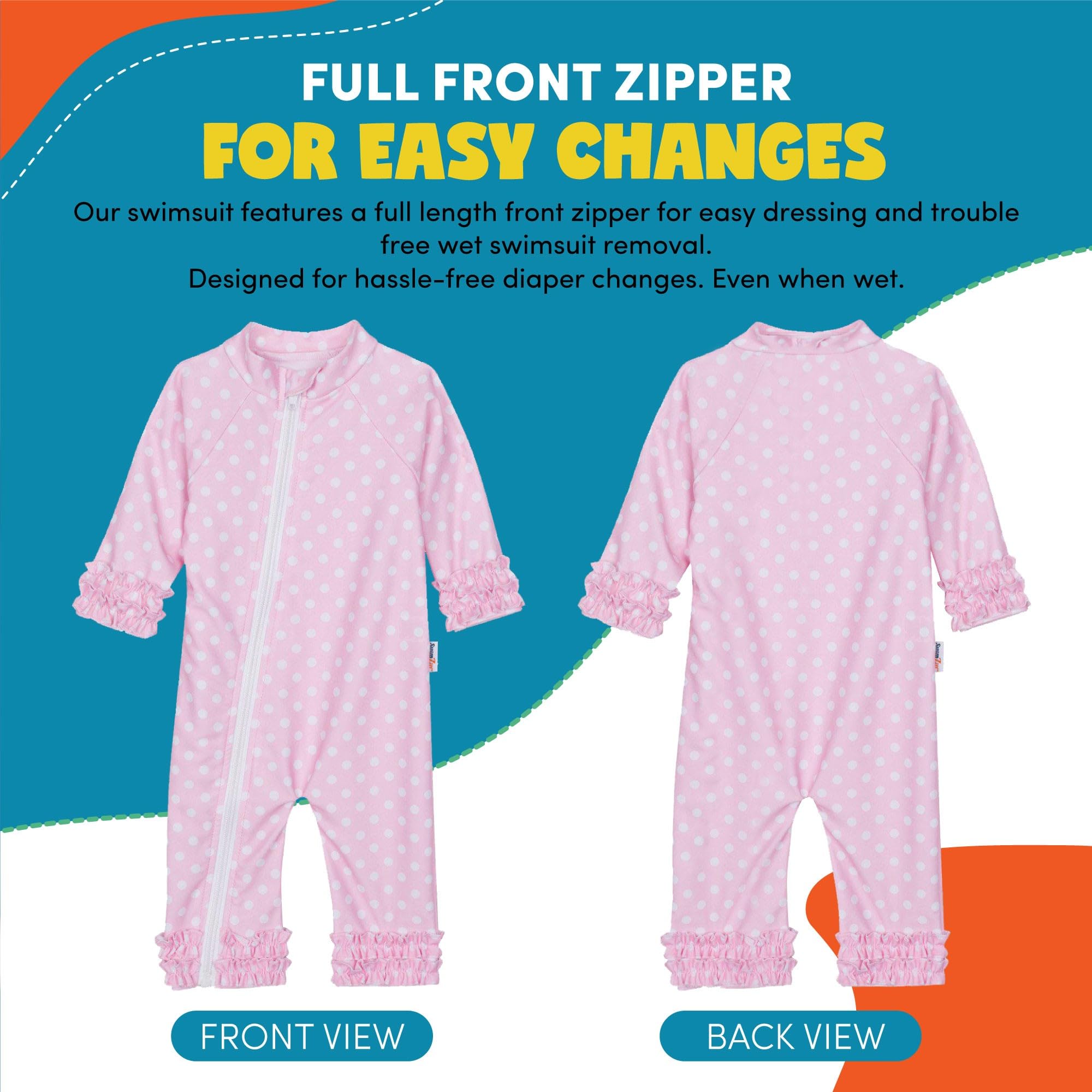 SwimZip Traje de baño de manga larga UPF 50+ para niñas, para bebés, niños pequeños y niñas pequeñas