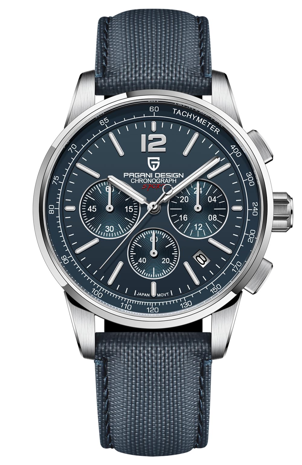 Pagani Design Orologio cronografo al quarzo da uomo 100 metri impermeabile in acciaio inox 40 mm quadrante Diametro vetro zaffiro