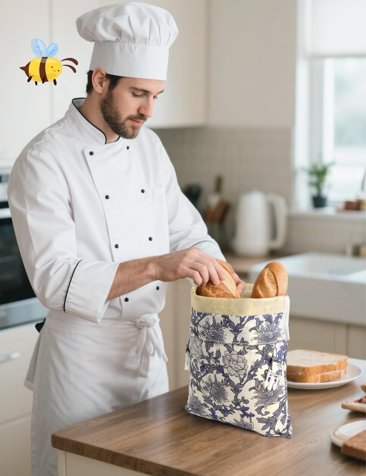 Bolsa de pan de cera de abeja (paquete de 2), bolsas de pan de lino reutilizables para uso casero, bolsa de almacenamiento de masa madre de gran capacidad, bolsas de masa madre para pan casero