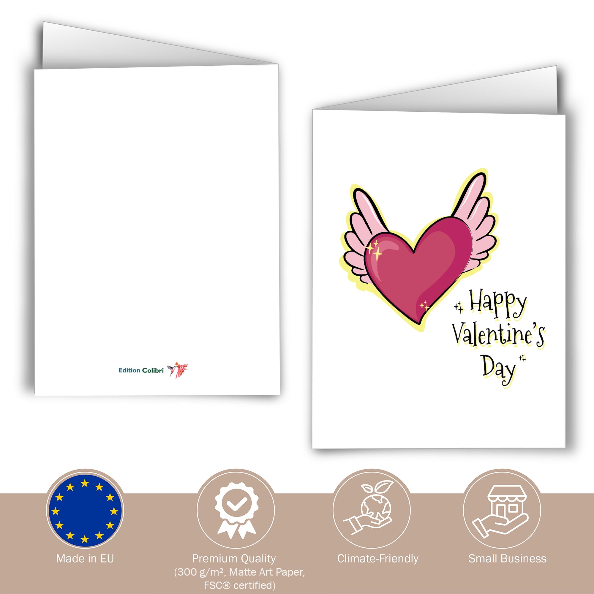 Edition Colibri Biglietto di San Valentino per lui e per lei, formato A6, con busta, biglietto d'amore, anniversario, biglietto di San Valentino, uomo del cuore (nuvole sogno