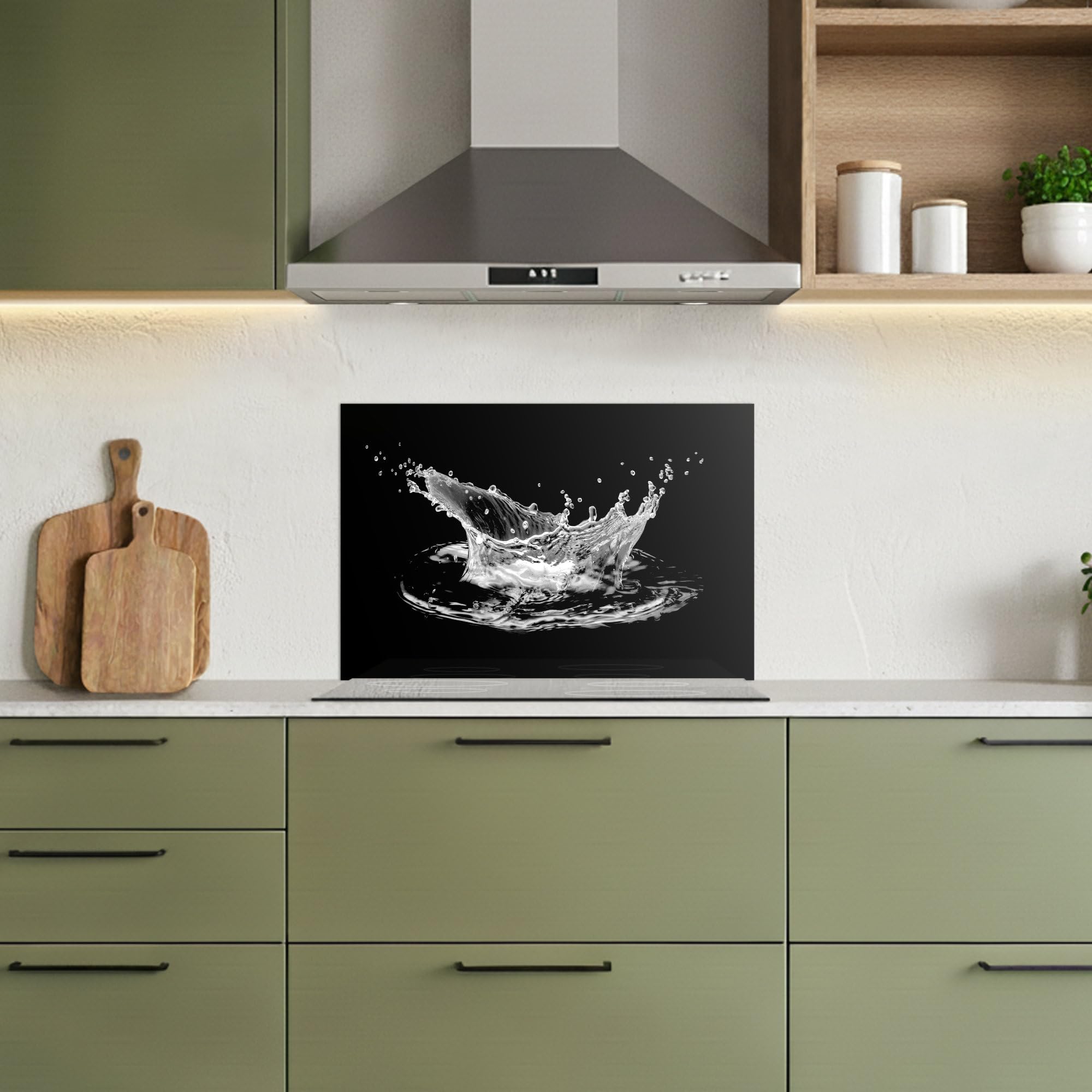 KitchenYeah© Credence Adhesive Pour Cuisine 40x60 cm Panneau Mural Adhesif Fond De Hotte Plaque Pvc Murale Peel And Stick Protege Mur Eau - Éclaboussure - Noir