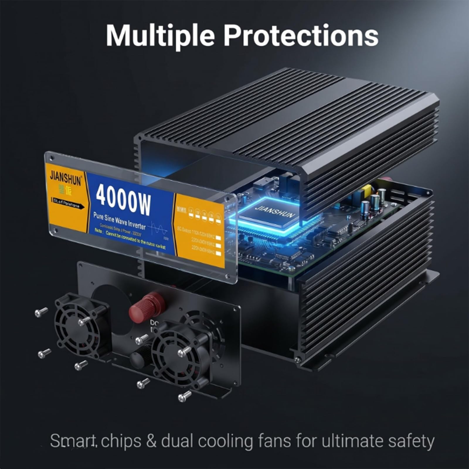 6000W/8000W Pure Sine Wave Power Inverter DC 12V/24V to AC 220V