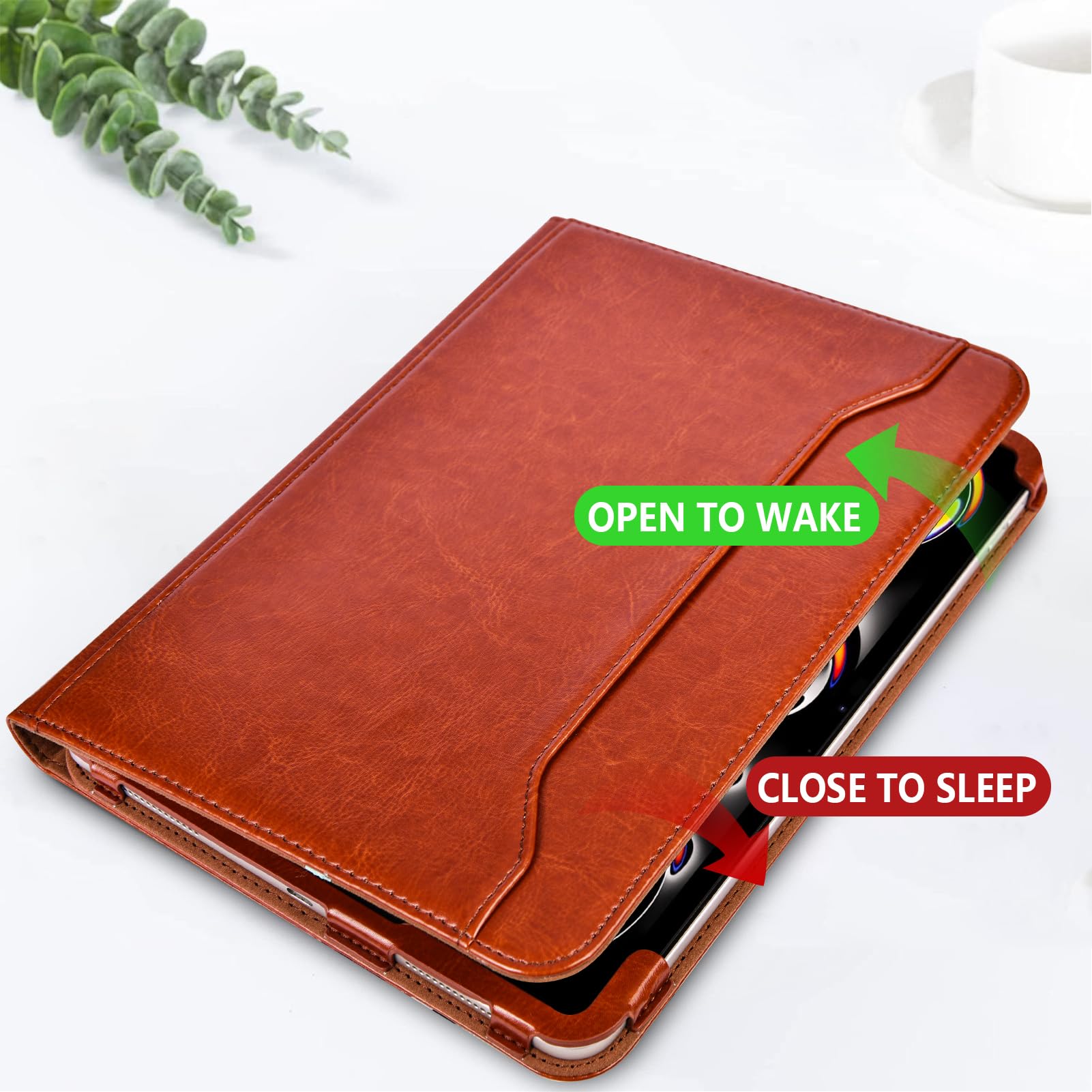 E NET-CASE Custodia A Libro Per IPad Air 13″ M3/M2 2025/2024 E IPad Pro 12,9″ 2022/2021 – Cover Protettiva In Similpelle Marrone - 2