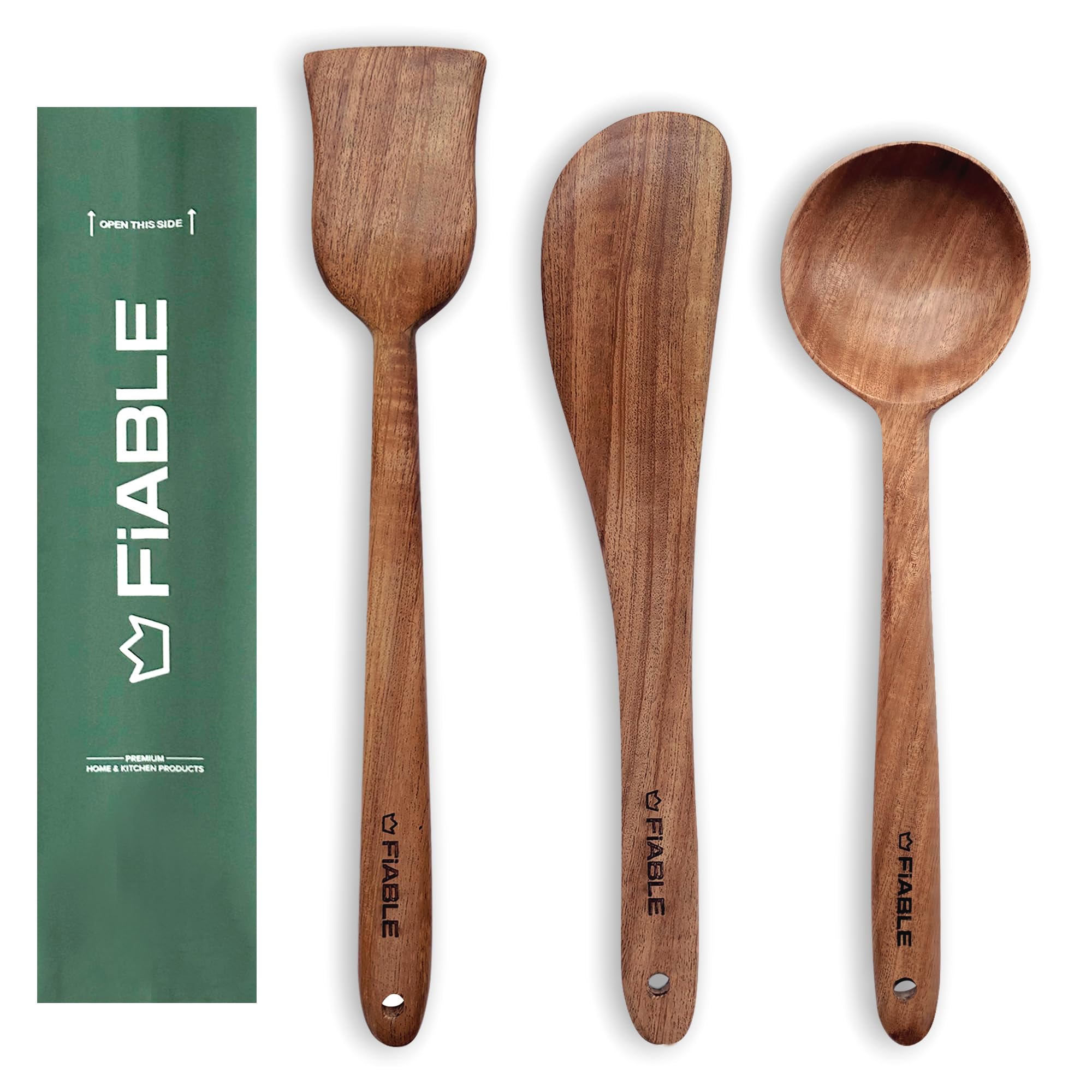 FiABLE Pure Neem Wood Spatula for Cooking| Wooden Spatula for Baking and Mixing | No Polish, Naturally Antimicrobial and Non Stick - Neem Wood Flip & Serve Set of 3 (B0D2QYDBYB) Amazon Price History, Amazon Price Tracker