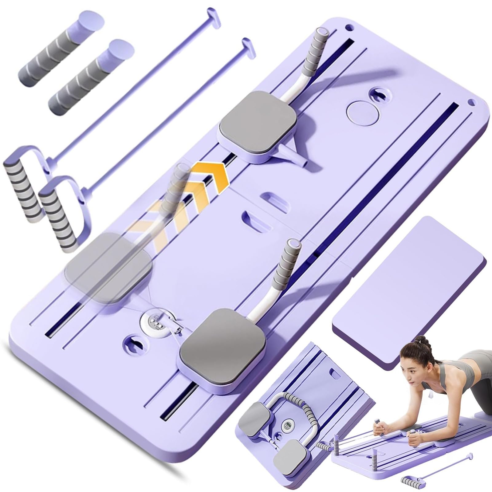 GDSHGS Upgraded Pilates Reformer Machine for Home Multifunctional Abdominal Board Automatic Rebound Ab Roller Wheel Training Board Full Body Workout Equipment