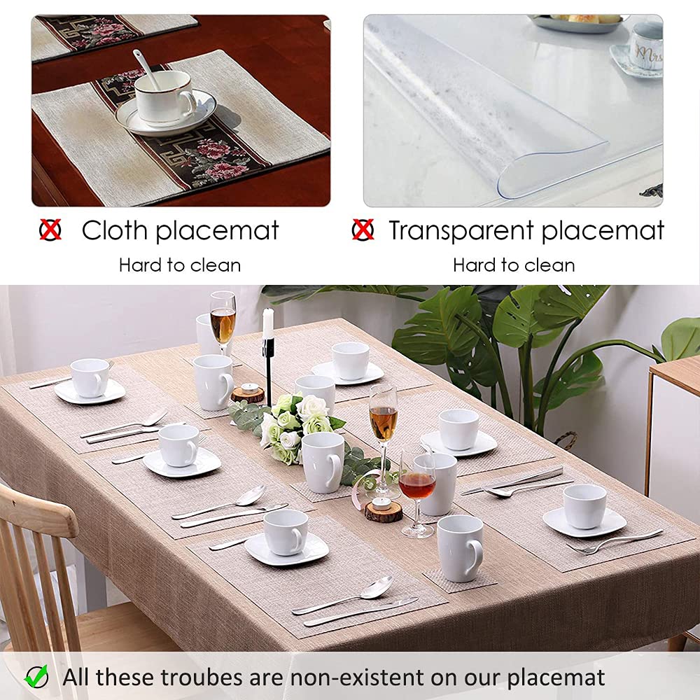 Lot De 4 Sets De Table En Vinyle Tissé Durable - Lavables, Résistants à La Chaleur Et