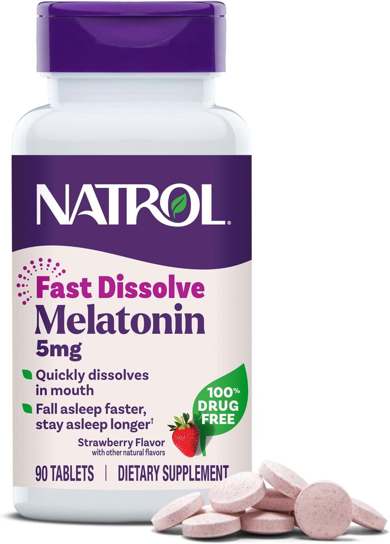 Natrol 5mg Fast Dissolve Tablets Melatonin Strawberry Flavor