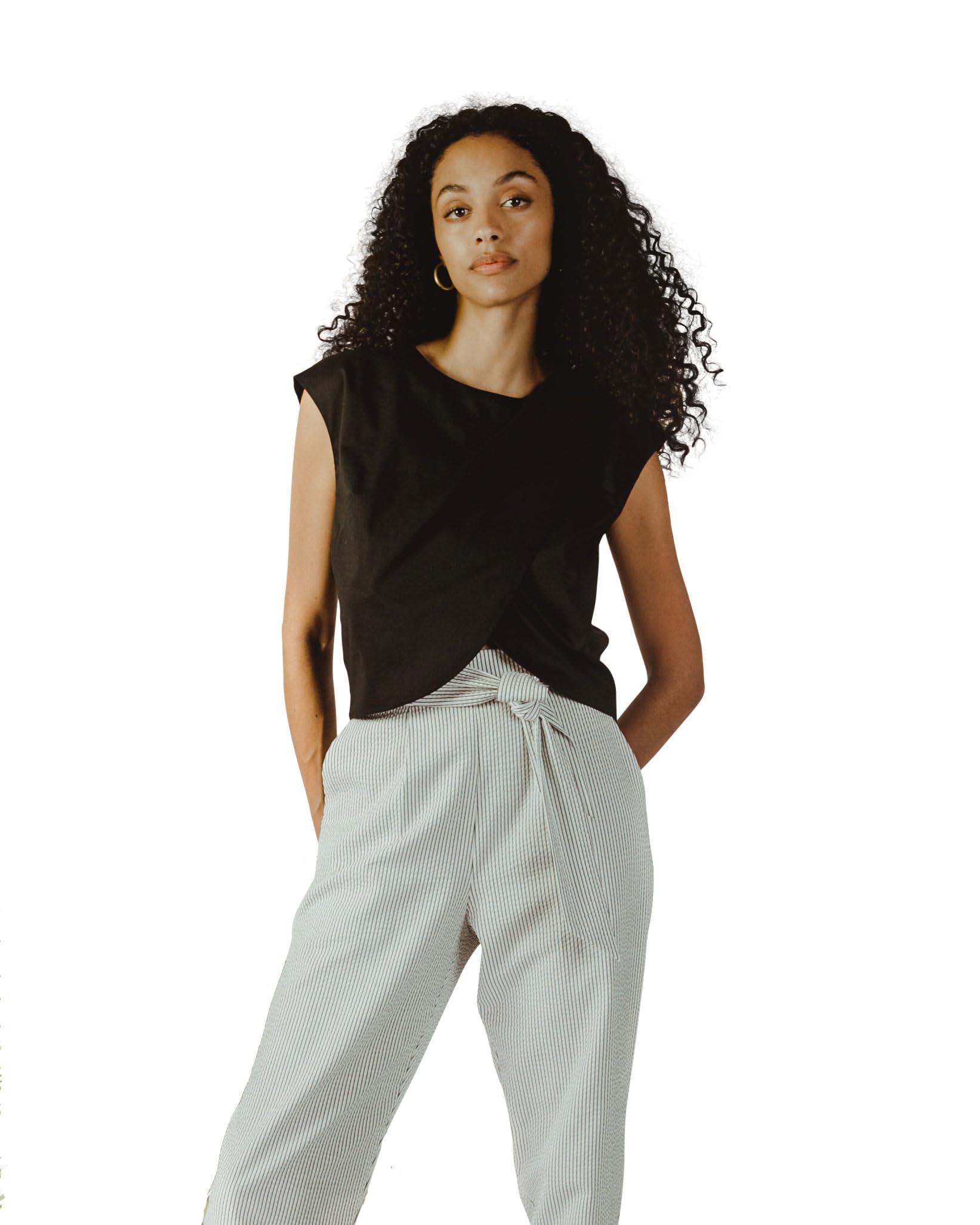 Madri Collection Crossover Top Nursing Blouse – Breastfeeding Tunic Top for Moms | Comfortable, Stylish, and Functional Postpartum Wear (Black, XXL)