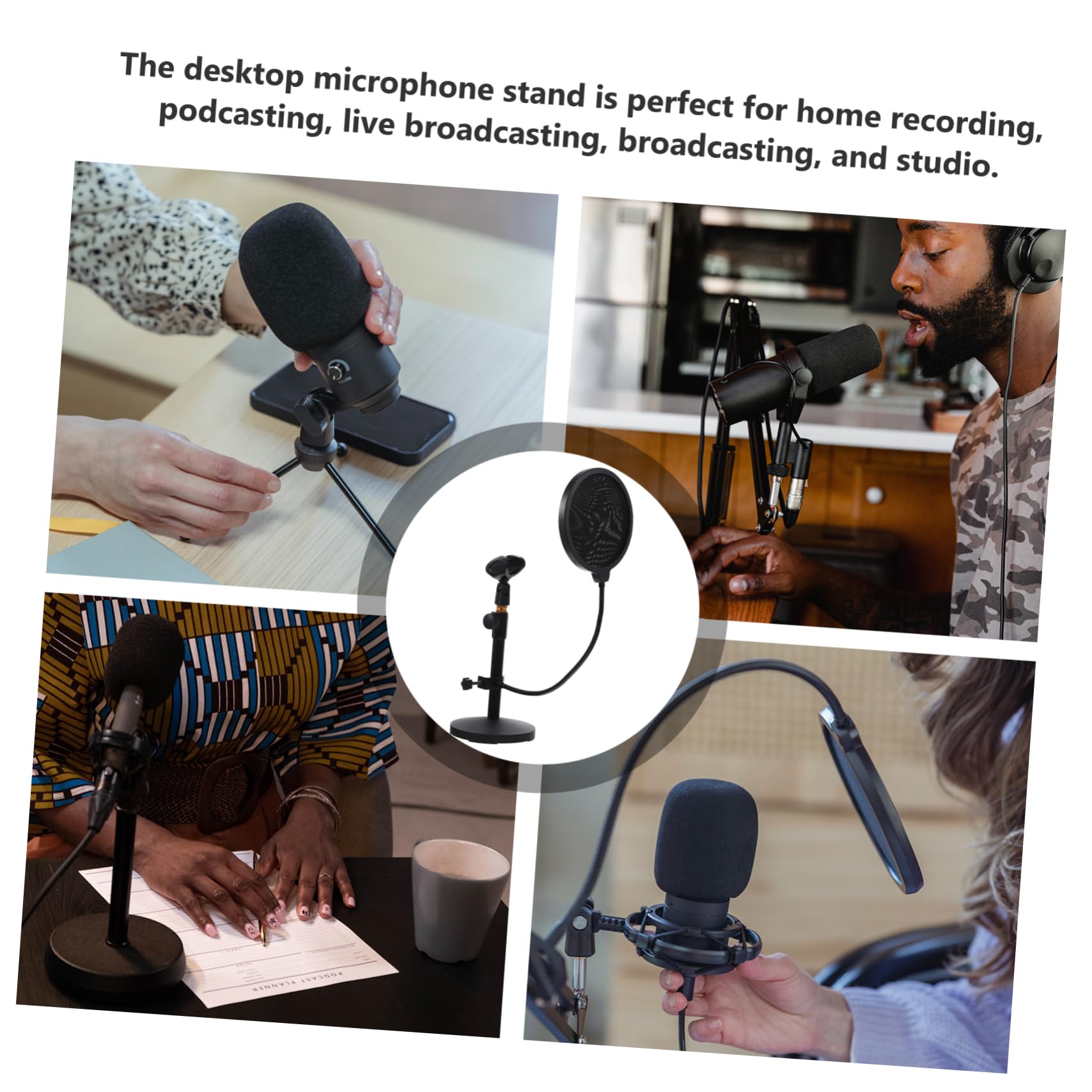 VICASKY Soporte De Micrófono De Escritorio Ajustable Para Transmisión Con Filtro Para Hogar Metal Telescópico Accesorio De Micrófono