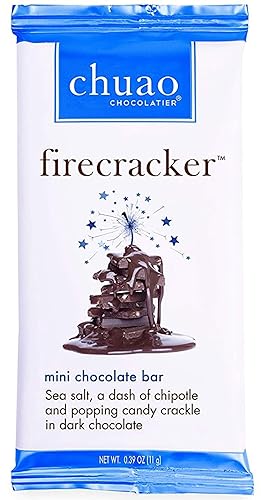 Miniatura 1 de Chuao Chocolatier Firecracker - Mini barras de chocolate negro  Chocolate gourmet sal marina chipotle artesano europeo sin conservantes  Cestas de
