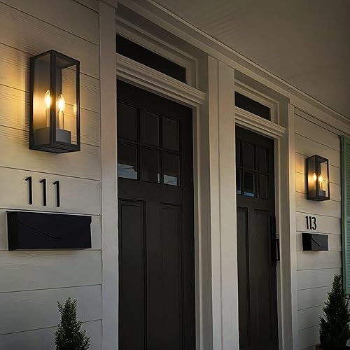 Miniatura 8 de UP TO NEW Luces de porche con salida GFCI, 2 enchufes para exteriores con toma de corriente incorporada, impermeable, lámpara exterior antioxidante,