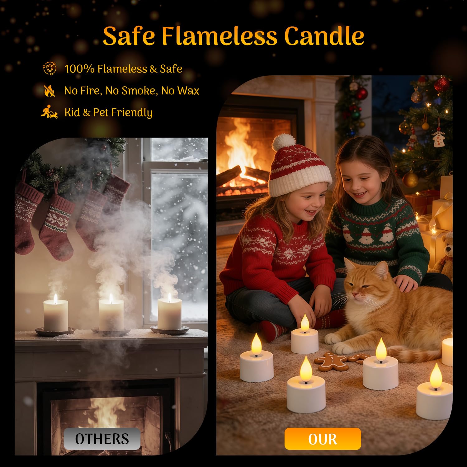 Lacasa Candele LED Ricaricabili con Telecomando, 12 Tea Light Senza Fiamma con Base USB-C, Effetto Tremolante Realistico, Timer e Luce Calda per Natale, Matrimonio e Casa