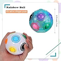 Vista 2 de Skylety Juego de 4 bolas de rompecabezas de arco iris que brilla para la ansiedad, rompecabezas de cerebro, juguete para ansiedad para niños