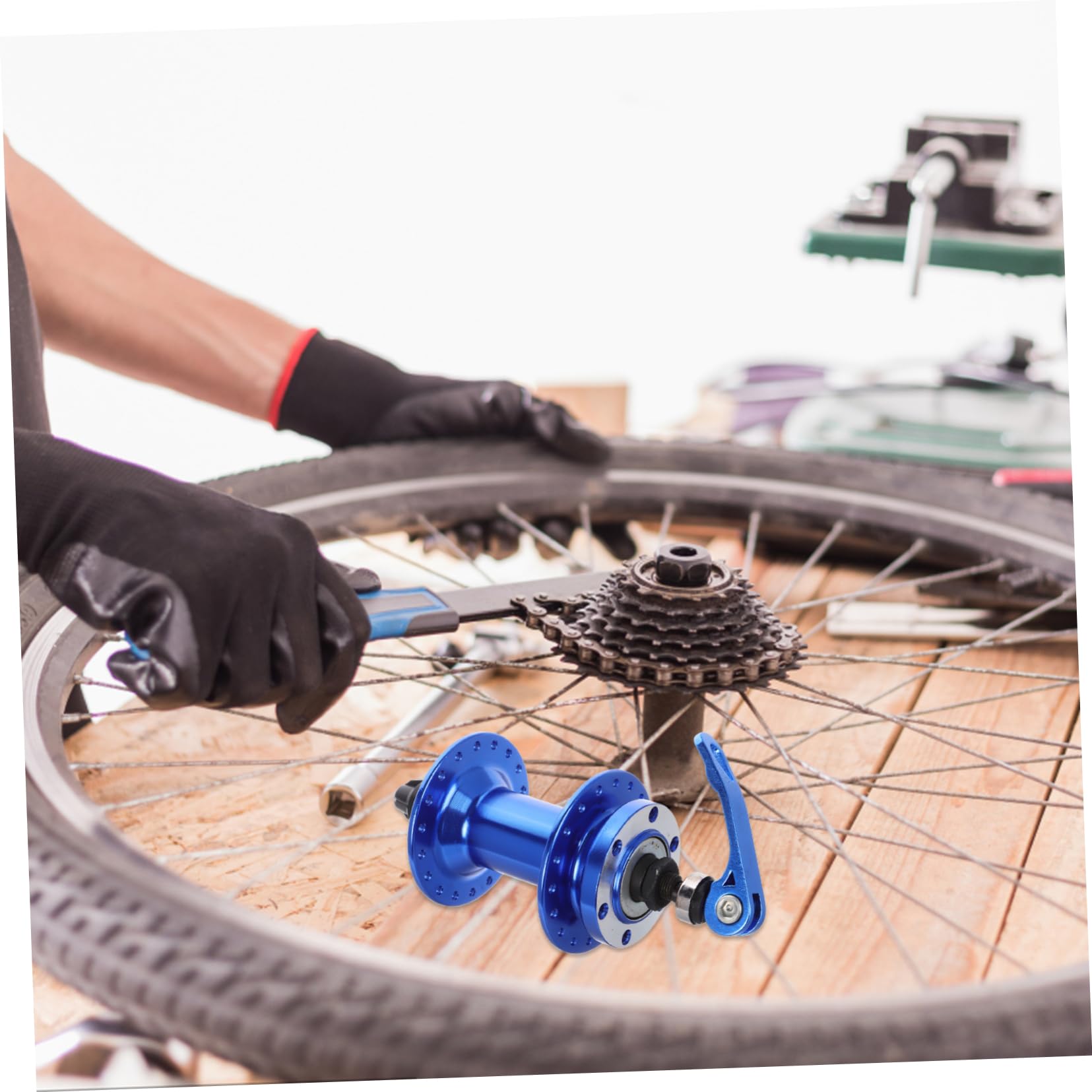 Mozzo Bici in Lega Blu, 36 Fori, ASSE a Sgancio Rapido per Mountain Bike, Facile Installazione e Stabilità