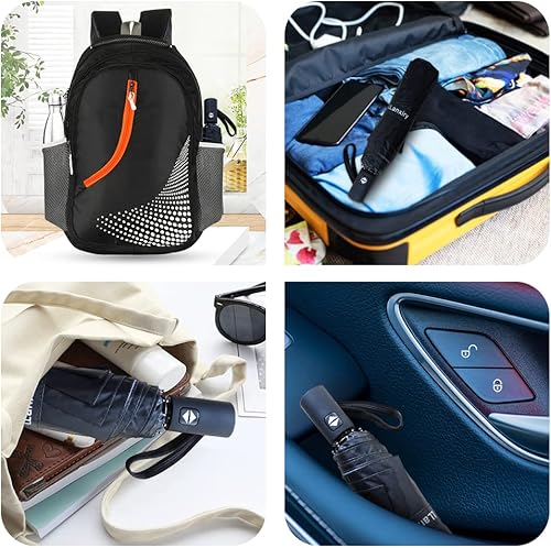 Miniatura 6 de LLanxiry - Paraguas de viaje compacto, resistente al viento, impermeable, paraguas con protección contra rayos ultravioleta, para golf